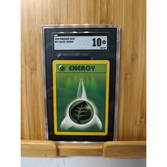 Grass Energy Green Leaf Pokémon Card 99/102 Base Set 1999 Sgc Graded 10 Gem - Picture 1 of 2